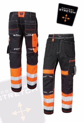 Varselbyxa med stretch svart orange