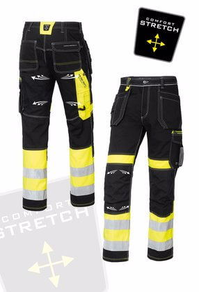 Arbetsbyxor med stretch svart gul