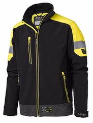 Softshell jacka arbetsjacka svart gul med reflexer 